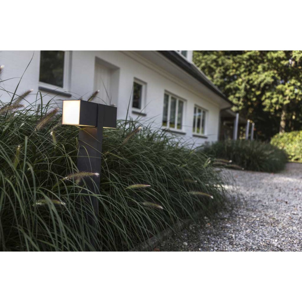 LED Κολωνάκι Αλουμινίου Με Περιστρεφόμενες Κεφαλές Σκούρο Γκρι 24.4W IP54 CUBA - LUTEC