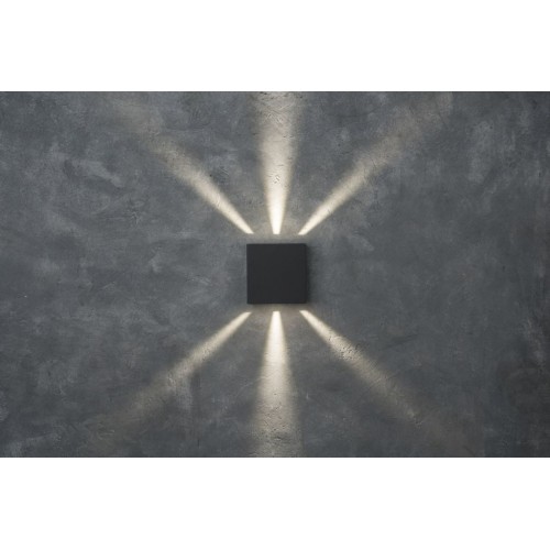 LED Επιτοίχιο Φωτιστικό Αλουμίνιο Σκούρο Γκρι Up & Down 10W IP54 GEMINI BEAMS LUTEC