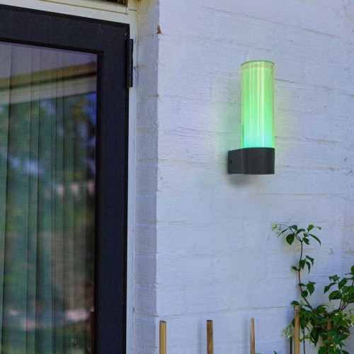 LED Επιτοίχιο Φωτιστικό Σε Σκούρο Γκρι Και Οπάλ 9,5W Smart CCT-RGB IP44 DROPA LUTEC