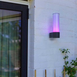 LED Επιτοίχιο Φωτιστικό Σε Σκούρο Γκρι Και Οπάλ 9,5W Smart CCT-RGB IP44 DROPA LUTEC