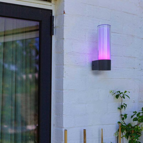 LED Επιτοίχιο Φωτιστικό Σε Σκούρο Γκρι Και Οπάλ 9,5W Smart CCT-RGB IP44 DROPA LUTEC