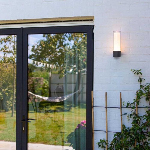 LED Επιτοίχιο Φωτιστικό Σε Σκούρο Γκρι Και Οπάλ 9,5W Smart CCT-RGB IP44 DROPA LUTEC