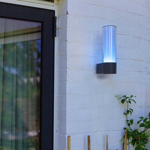 LED Επιτοίχιο Φωτιστικό Σε Σκούρο Γκρι Και Οπάλ 9,5W Smart CCT-RGB IP44 DROPA LUTEC