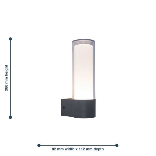 LED Επιτοίχιο Φωτιστικό Σε Σκούρο Γκρι Και Οπάλ 9,5W Smart CCT-RGB IP44 DROPA LUTEC