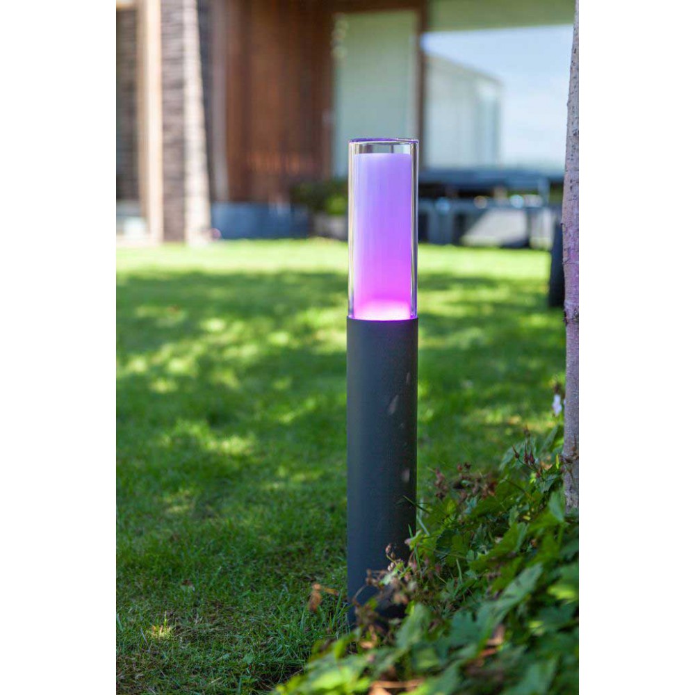 LED Κολωνάκι Σε Σκούρο Γκρι 9.5W Smart CCT-RGB IP44 DROPA LUTEC