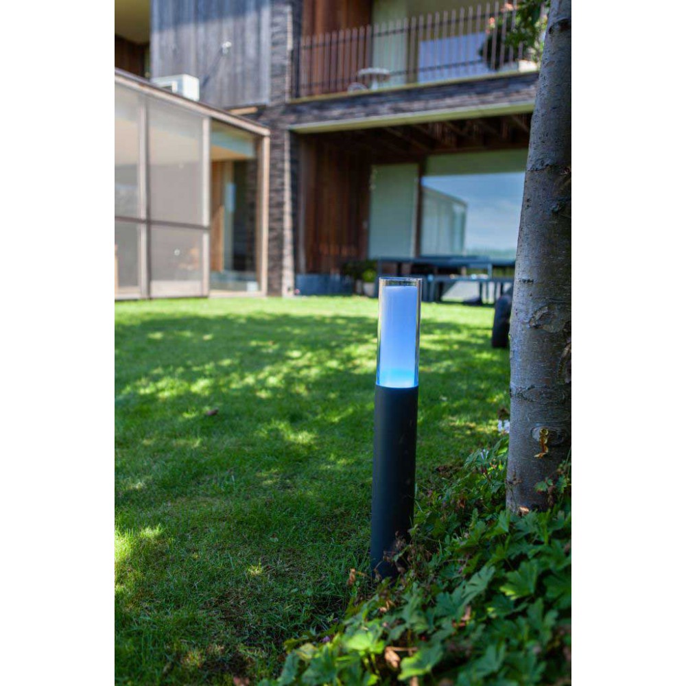 LED Κολωνάκι Σε Σκούρο Γκρι 9.5W Smart CCT-RGB IP44 DROPA LUTEC