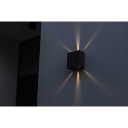 LED Επιτοίχιο Φωτιστικό Αλουμίνιο Μαύρο Ματ Up & Down 10W IP54 GEMINI BEAMS LUTEC