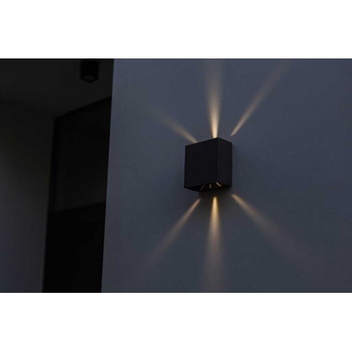 LED Επιτοίχιο Φωτιστικό Αλουμίνιο Μαύρο Ματ Up & Down 10W IP54 GEMINI BEAMS LUTEC