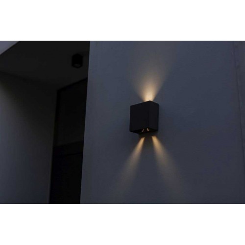 LED Επιτοίχιο Φωτιστικό Αλουμίνιο Μαύρο Ματ Up & Down 10W IP54 GEMINI BEAMS LUTEC