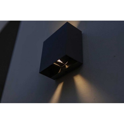 LED Επιτοίχιο Φωτιστικό Αλουμίνιο Μαύρο Ματ Up & Down 10W IP54 GEMINI BEAMS LUTEC