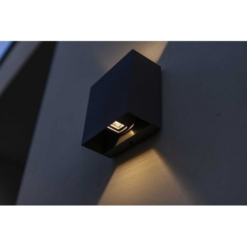 LED Επιτοίχιο Φωτιστικό Αλουμίνιο Μαύρο Ματ Up & Down 10W IP54 GEMINI BEAMS LUTEC