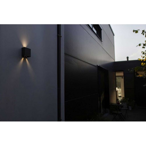 LED Επιτοίχιο Φωτιστικό Αλουμίνιο Μαύρο Ματ Up & Down 10W IP54 GEMINI BEAMS LUTEC