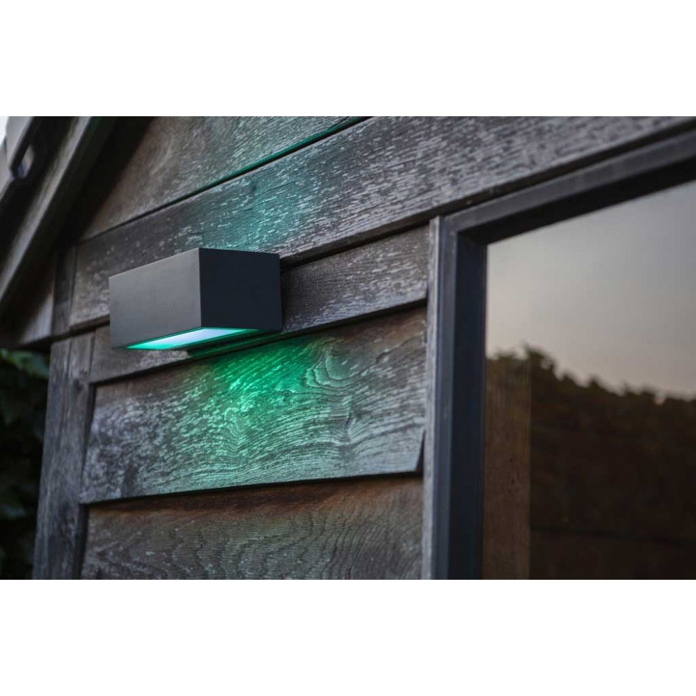 LED Επιτοίχιο Φωτιστικό Σε Σκούρο Γκρι 17W Smart CCT-RGB IP44 GEMINI LUTEC