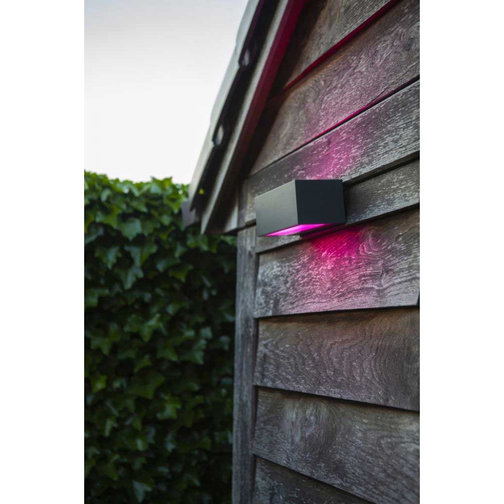 LED Επιτοίχιο Φωτιστικό Σε Σκούρο Γκρι 17W Smart CCT-RGB IP44 GEMINI LUTEC