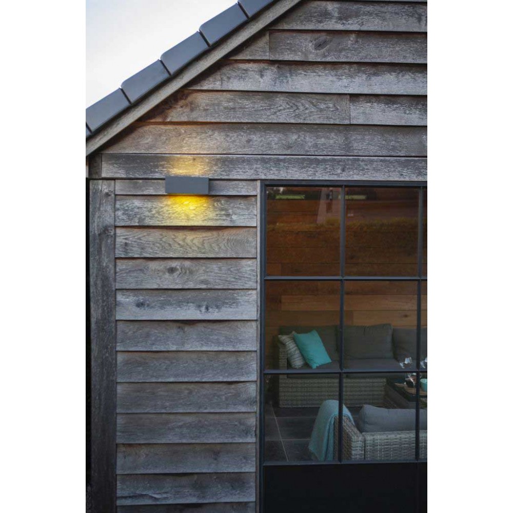 LED Επιτοίχιο Φωτιστικό Σε Σκούρο Γκρι 17W Smart CCT-RGB IP44 GEMINI LUTEC