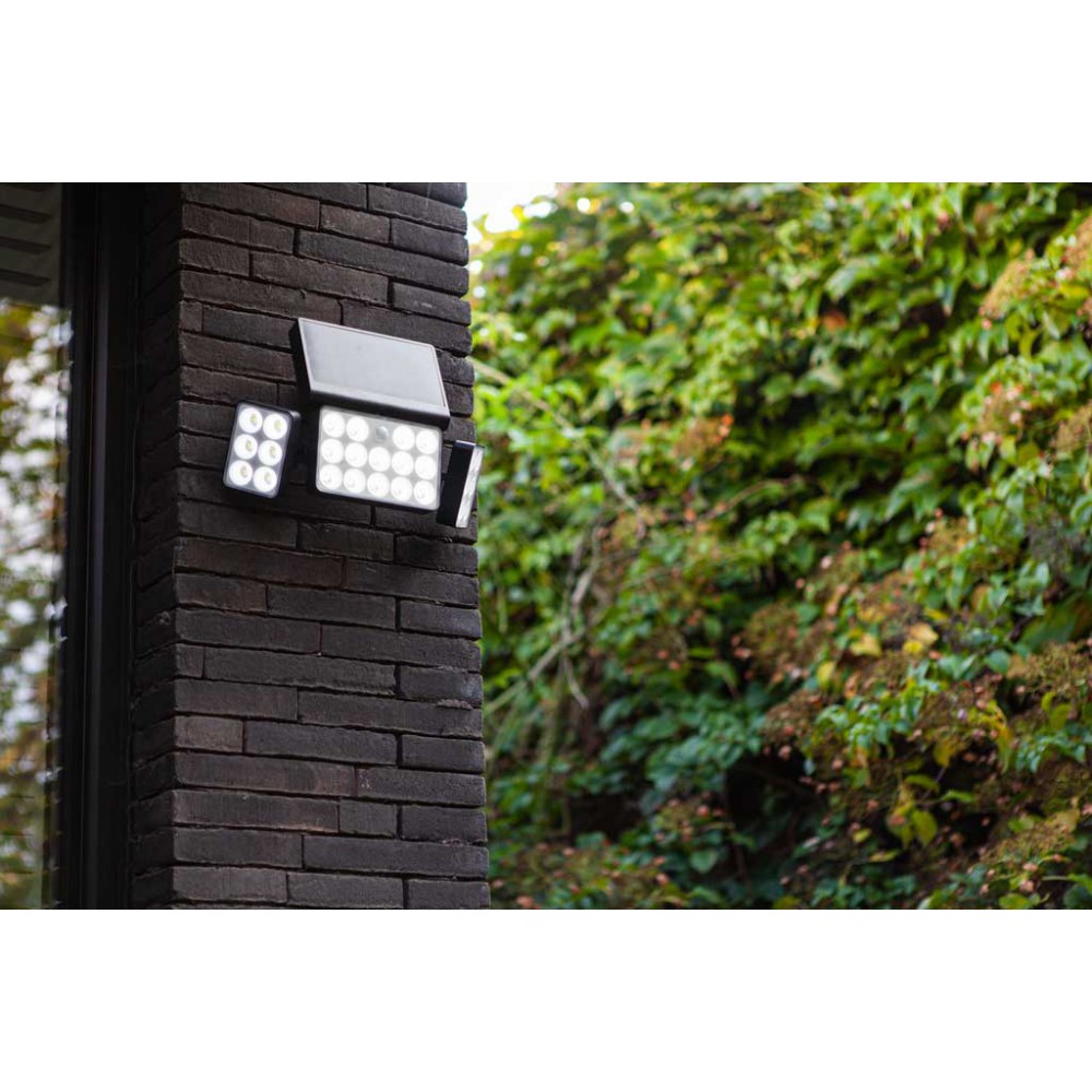 LED Ηλιακό Φωτιστικό Τοίχου Με Αισθητήρα Και Τρεις Κεφαλές 7,4W IP44 TUDA LUTEC