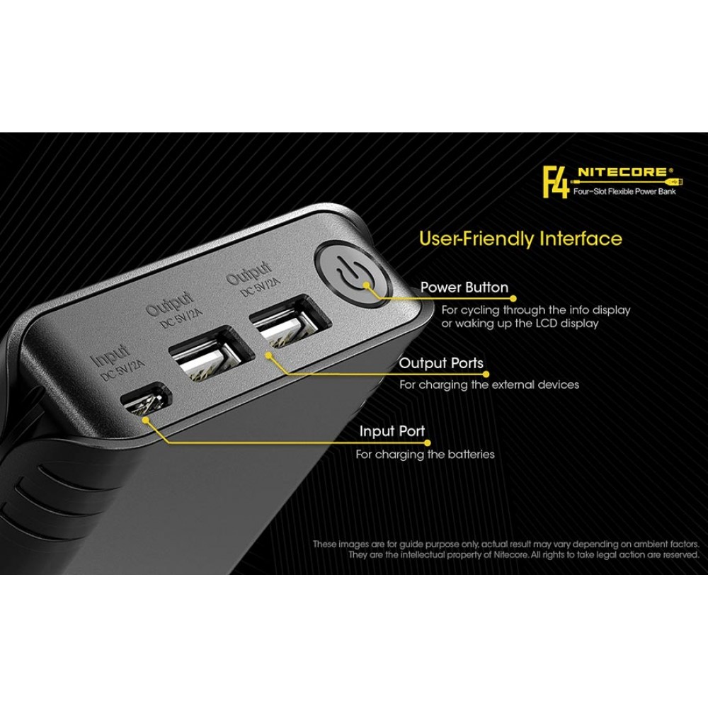 ΦΟΡΤΙΣΤΗΣ NITECORE F4, 4 θέσεων + Power Bank