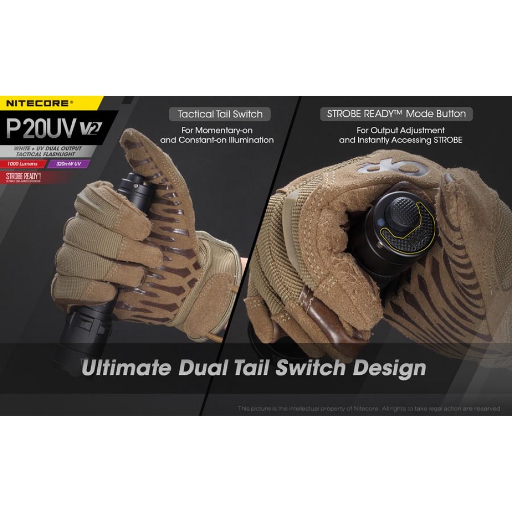 ΦΑΚΟΣ LED NITECORE PRECISE P20UV V2, Tactical, Strobe Ready