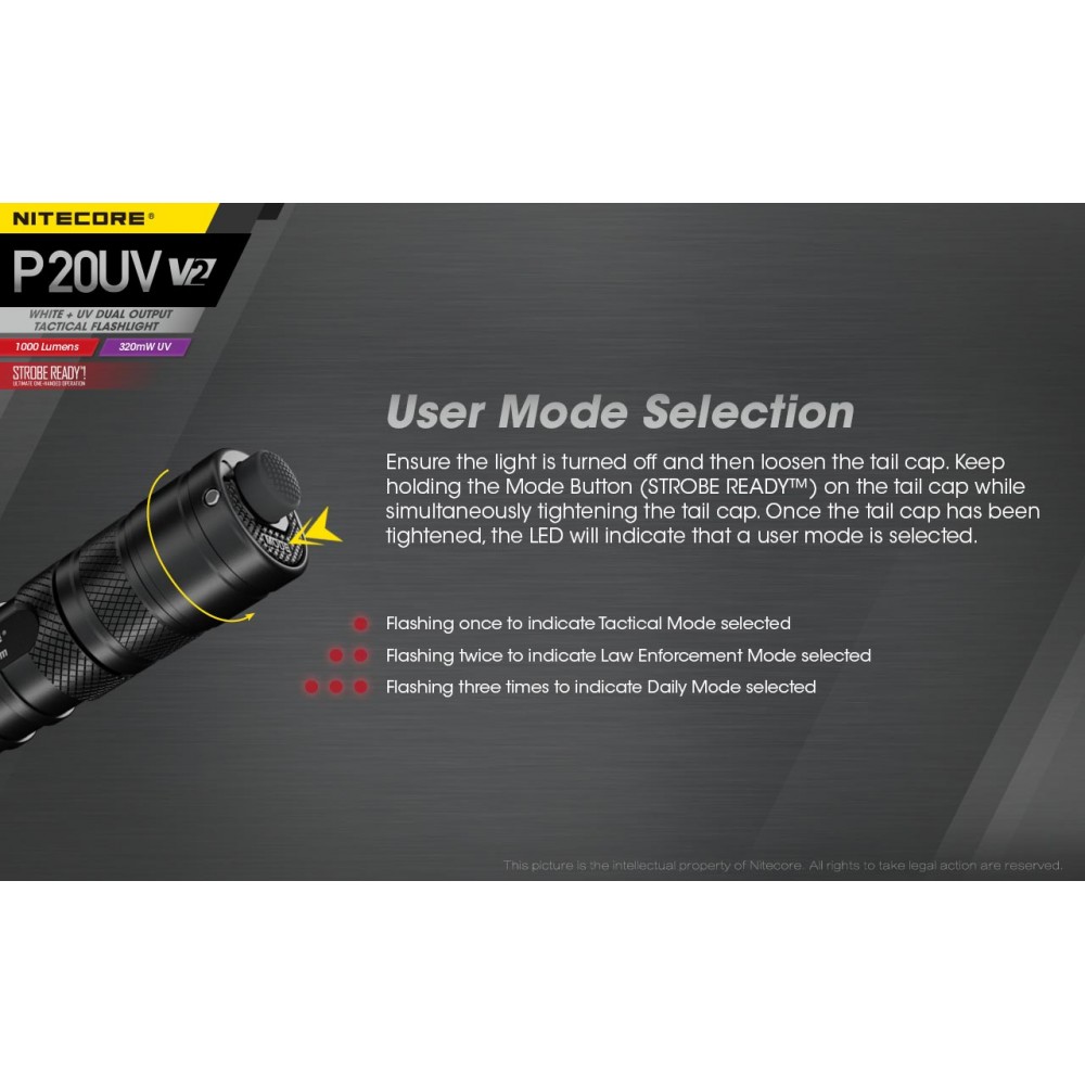 ΦΑΚΟΣ LED NITECORE PRECISE P20UV V2, Tactical, Strobe Ready