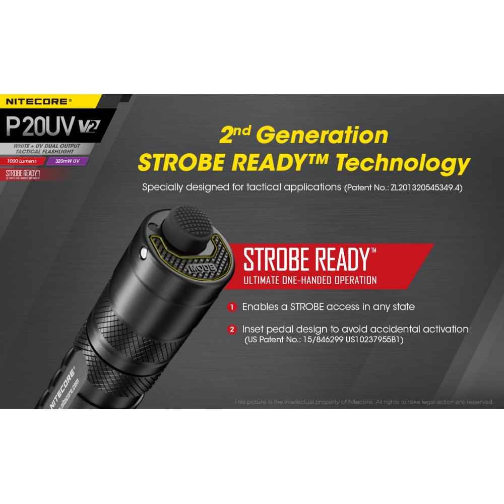 ΦΑΚΟΣ LED NITECORE PRECISE P20UV V2, Tactical, Strobe Ready