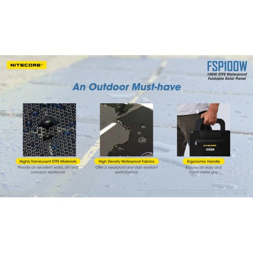 ΗΛΙΑΚΟ PANEL NITECORE FSP100W, Φορητό, 100W, Αδιάβροχο