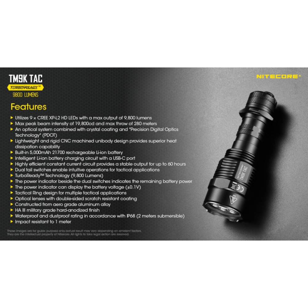 ΦΑΚΟΣ LED NITECORE TM9KTAC, 9800 Lumens