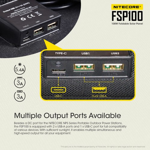Ηλιακό PANEL NITECORE FSP100, Φορητό, 100W