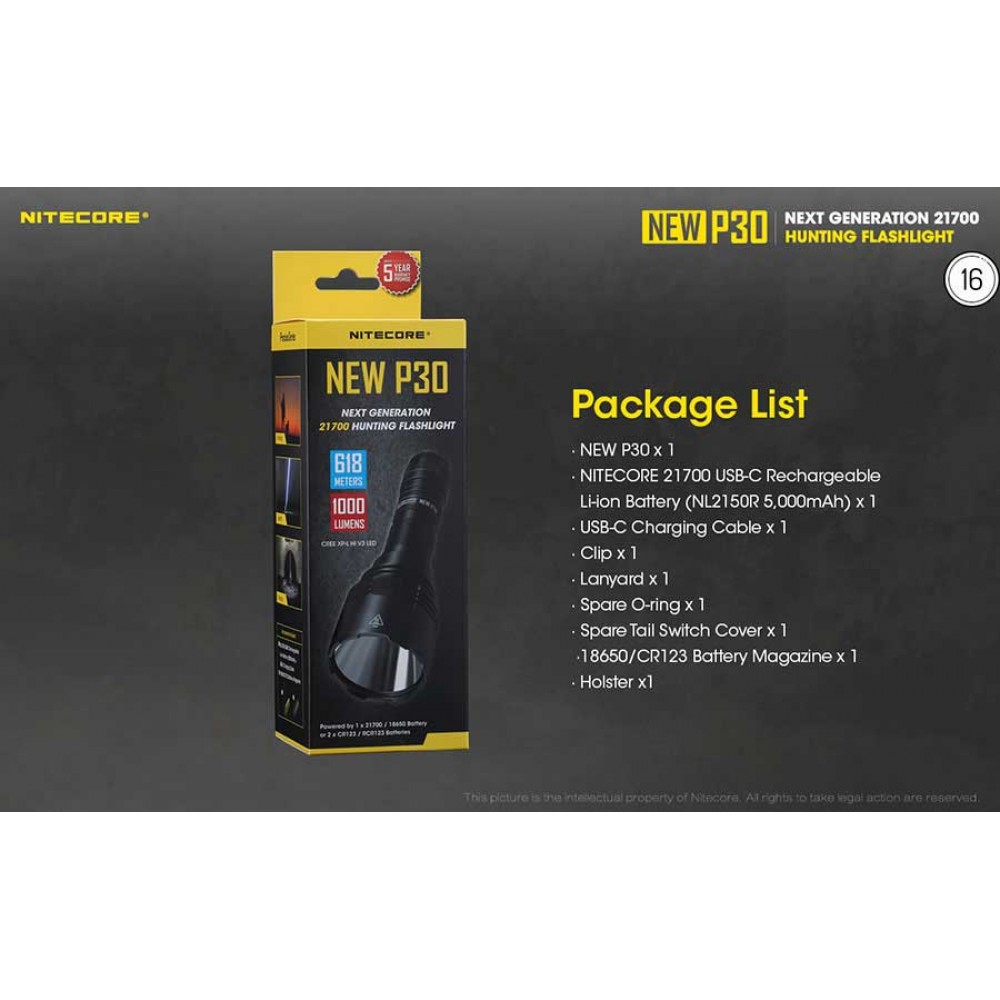 Επαγγελματικός Φακός LED NITECORE PRECISE P30 NEW + 2150R USB-C 