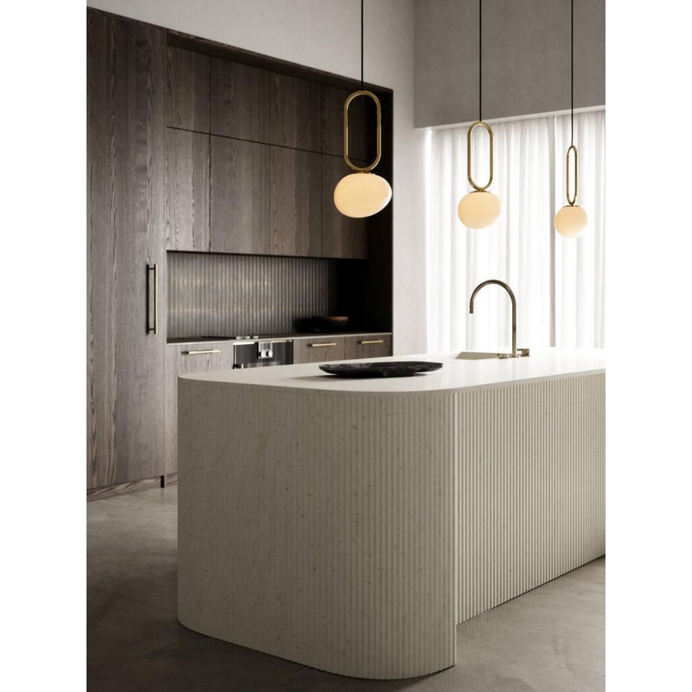 Κρεμαστό Φωτιστικό Χρυσό Με Οπάλ Φυσητό Γυαλί της MARIA BERNTSEN - 1xE27 SHAPES 22 - NORDLUX