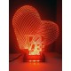 LED Φωτιστικό Χαραγμένο Plexiglass Με Σχέδιο 3D Καρδιές Με Διακόπτη ON/OFF AlphaLed