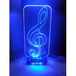 LED Φωτιστικό Χαραγμένο Plexiglass Με Σχέδιο  Κλειδί Του Σολ Με ON/OFF Plexi