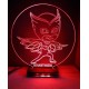 LED Φωτιστικό Χαραγμένο Plexiglass Με Σχέδιο Πιτζαμοήρωες, Owlette Με Διακόπτη ON/OFF Plexi