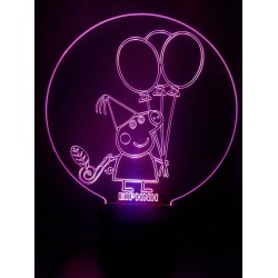 LED Φωτιστικό Χαραγμένο Plexiglass Με Σχέδιο Happy Peppa Pig Με Διακόπτη ON/OFF AlphaLed