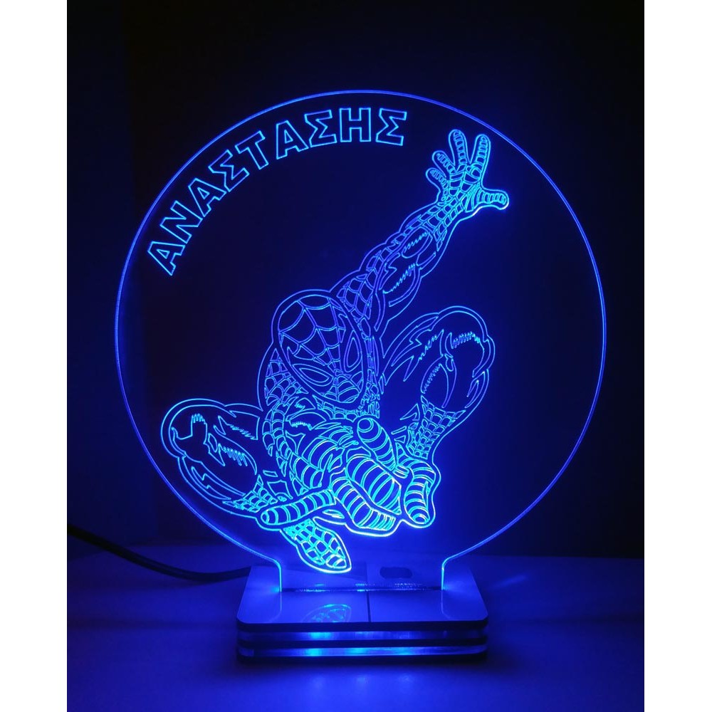 LED Φωτιστικό Χαραγμένο Plexiglass Με Σχέδιο Spiderman Με Διακόπτη ON/OFF AlphaLed
