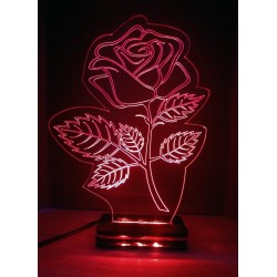 LED Φωτιστικό Χαραγμένο Plexiglass Με Σχέδιο Τριαντάφυλλο Με Διακόπτη ON/OFF Plexi