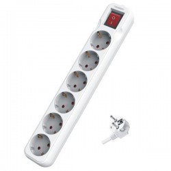 Πολύπριζο 6 Θέσεων Με Καλώδιο Και Διακόπτη 3x1,5mm 1,5m Με Παιδική Προστασία - Eurolamp