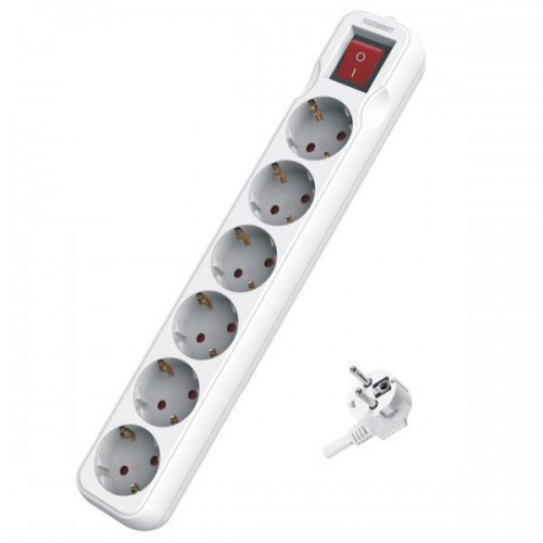 Πολύπριζο 6 Θέσεων Με Καλώδιο Και Διακόπτη 3x1,5mm 1,5m Με Παιδική Προστασία - Eurolamp