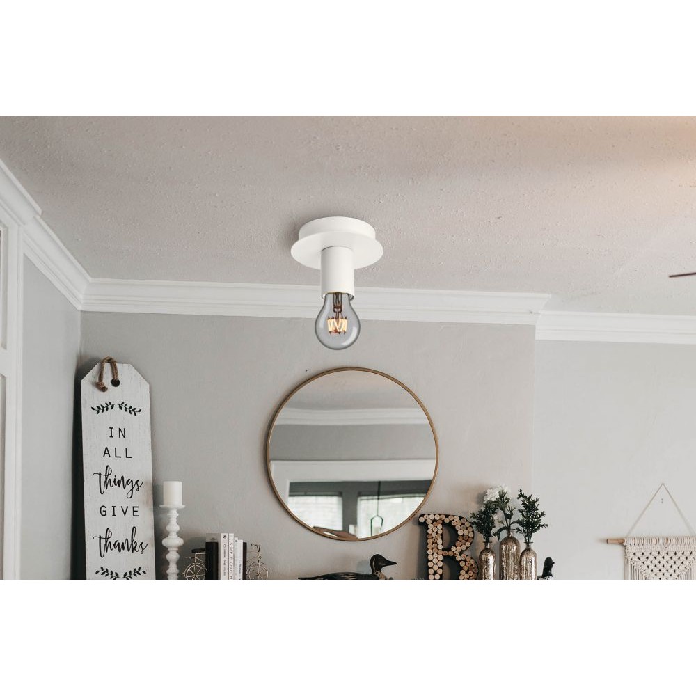 Πλαφονιέρα Μεταλλική Σε Λευκό Ματ Χρώμα ø12cm 1x 60W E27 - Perenz