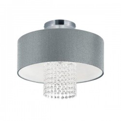 Πλαφονιέρα Σε Χρώμιο Με Υφασμάτινο Καπέλο Ασημί Ø 40CM 2xE14 KING - RL