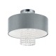 Πλαφονιέρα Σε Χρώμιο Με Υφασμάτινο Καπέλο Ασημί Ø 40CM 2xE14 KING - RL