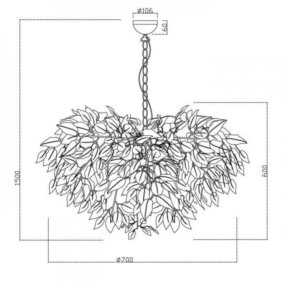 Κρεμαστό Φωτιστικό Πολύφωτο Με Λευκά Φύλλα ø70cm 4x28W E14 LEAVY - RL
