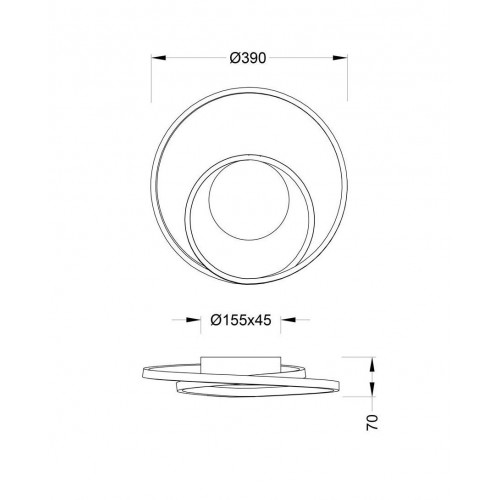 LED Πλαφονιέρα Μεταλλική Χρυσή ø39cm 22W ZIBAL - RL