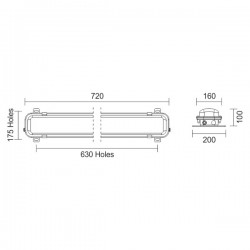 Σκαφάκι Εξωτερικό Αδιάβροχο Για 2 Λάμπες Φθορίου LED T8 2X9W 72cm IP65 Spotlight