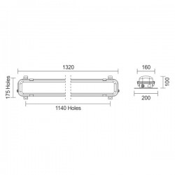Σκαφάκι Εξωτερικό Αδιάβροχο Για 2 Λάμπες Φθορίου LED T8 2X18W 132cm IP65 Spotlight