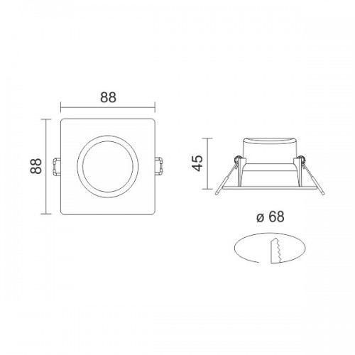 LED Χωνευτό Οροφής Στεγανό Λευκό Τετράγωνο 5W 450lm 120° IP54 Spotlight