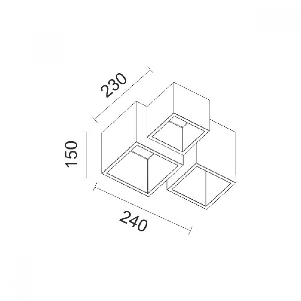 Πλαφονιέρα Γύψινη Τετράγωνη 3x GU10 7W SpotLight