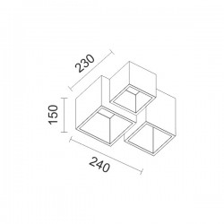 Πλαφονιέρα Γύψινη Τετράγωνη 3x GU10 7W SpotLight