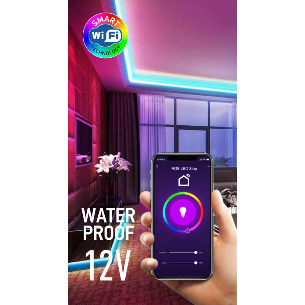 ΣΕΤ Ταινία LED RGB WiFi 12V Στεγανή IP65 14.4W 10m - Blister Spotlight