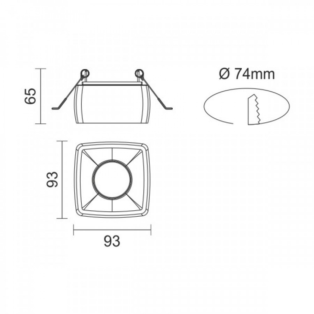 ΧΩΝΕΥΤΟ ΓΥΨΙΝΟ ΟΡΟΦΗΣ ΤΕΤΡΑΓΩΝΟ 1xGU10 10W - Spotlight