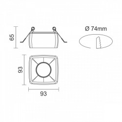 ΧΩΝΕΥΤΟ ΓΥΨΙΝΟ ΟΡΟΦΗΣ ΤΕΤΡΑΓΩΝΟ 1xGU10 10W - Spotlight
